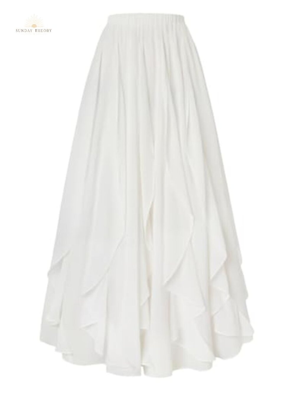 Renaissance Boho Maxi Skirt Ruffle High Waist Flowy Chiffon